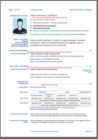 currículum vitae europeo CV Europass