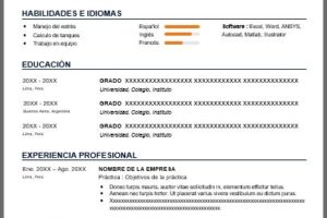 Formato de Currículum Estudiante sin Experiencia